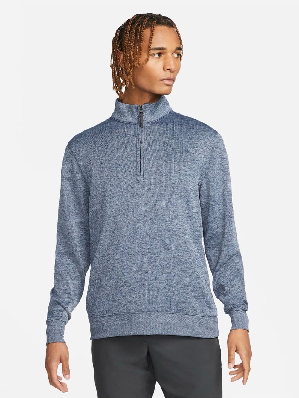 Nike Men's Dri-Fit Player Half-Zip Golf Top - Obsidan/Blue